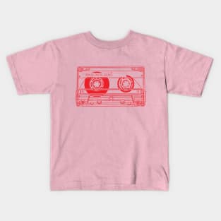 Cassette Tape (Red Lines) Analog / Music Kids T-Shirt